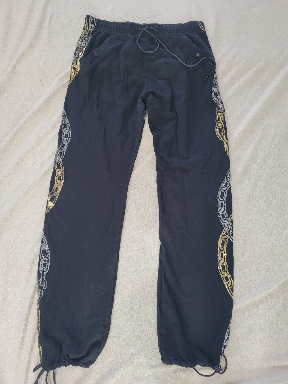 Vintage Y2k L.A.M.B. By Gwen Stefani Pants with Gold & Silver Chain Trim